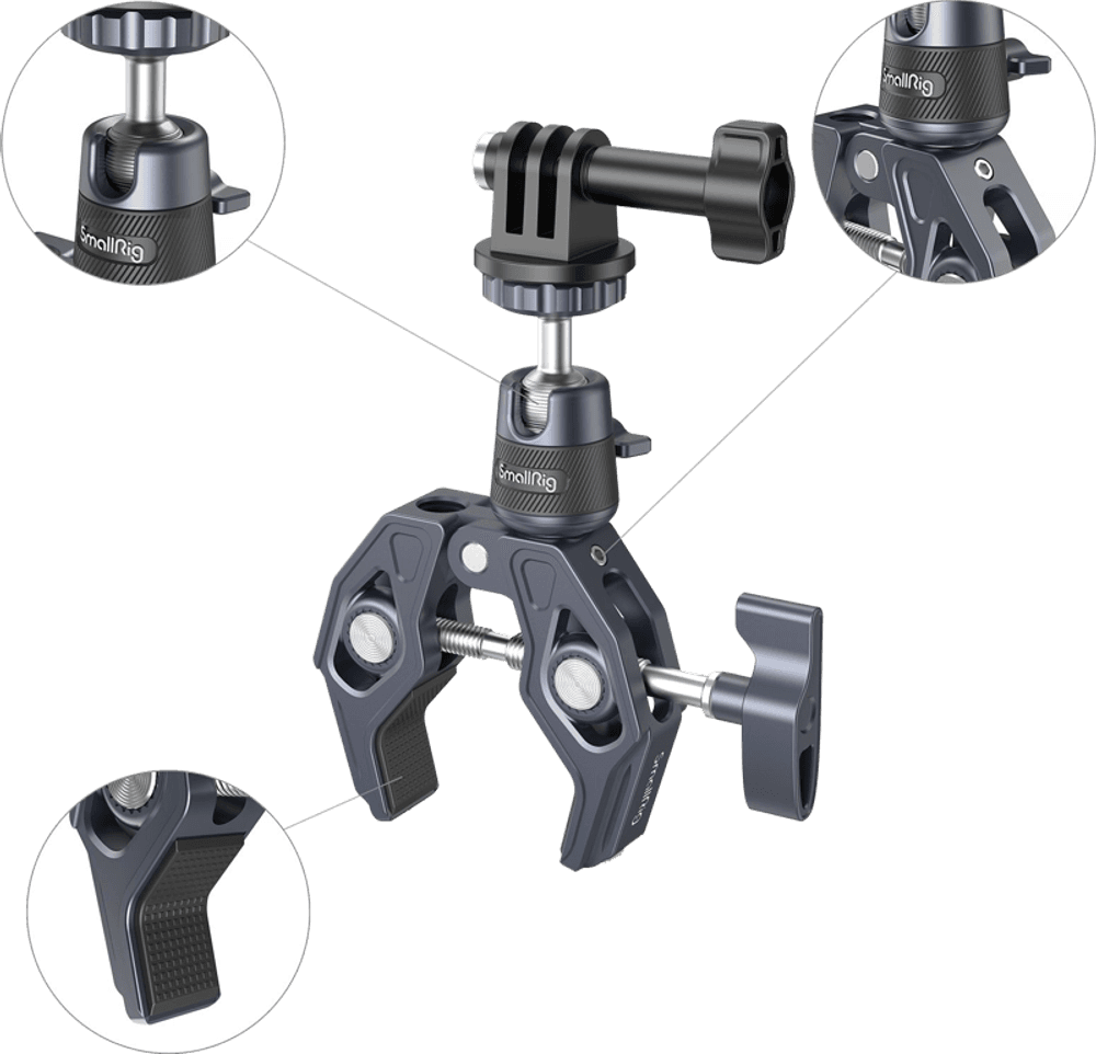 SmallRig 4102 Super Clamp with 360 Ballhead Mount for Action Cameras