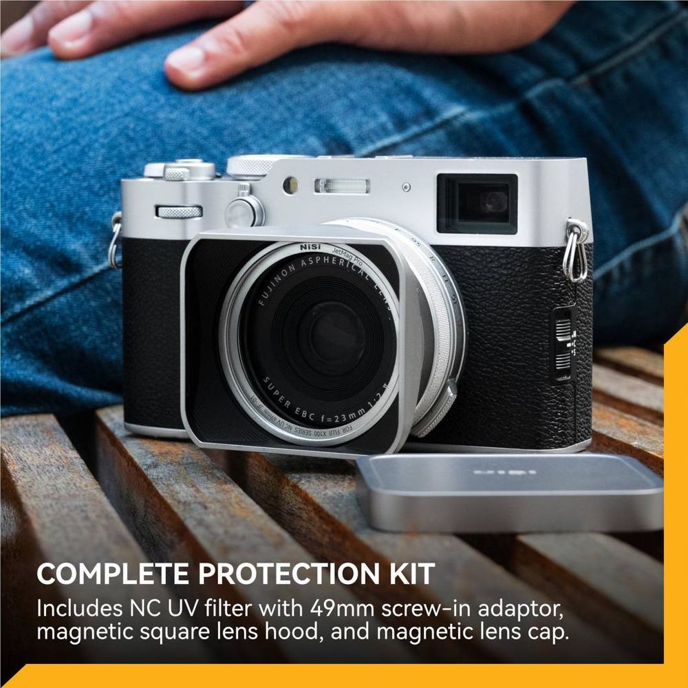 NiSi JetMag Pro Lens Hood, Uv Filter & Cap for Fuji X100 Series Silver