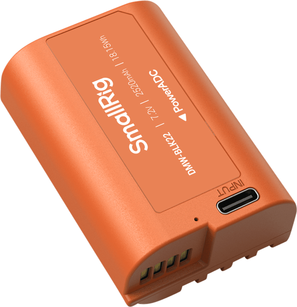 SmallRig 4979 Camera Battery USB-C Rechargeable DMW-BLK22 Orange