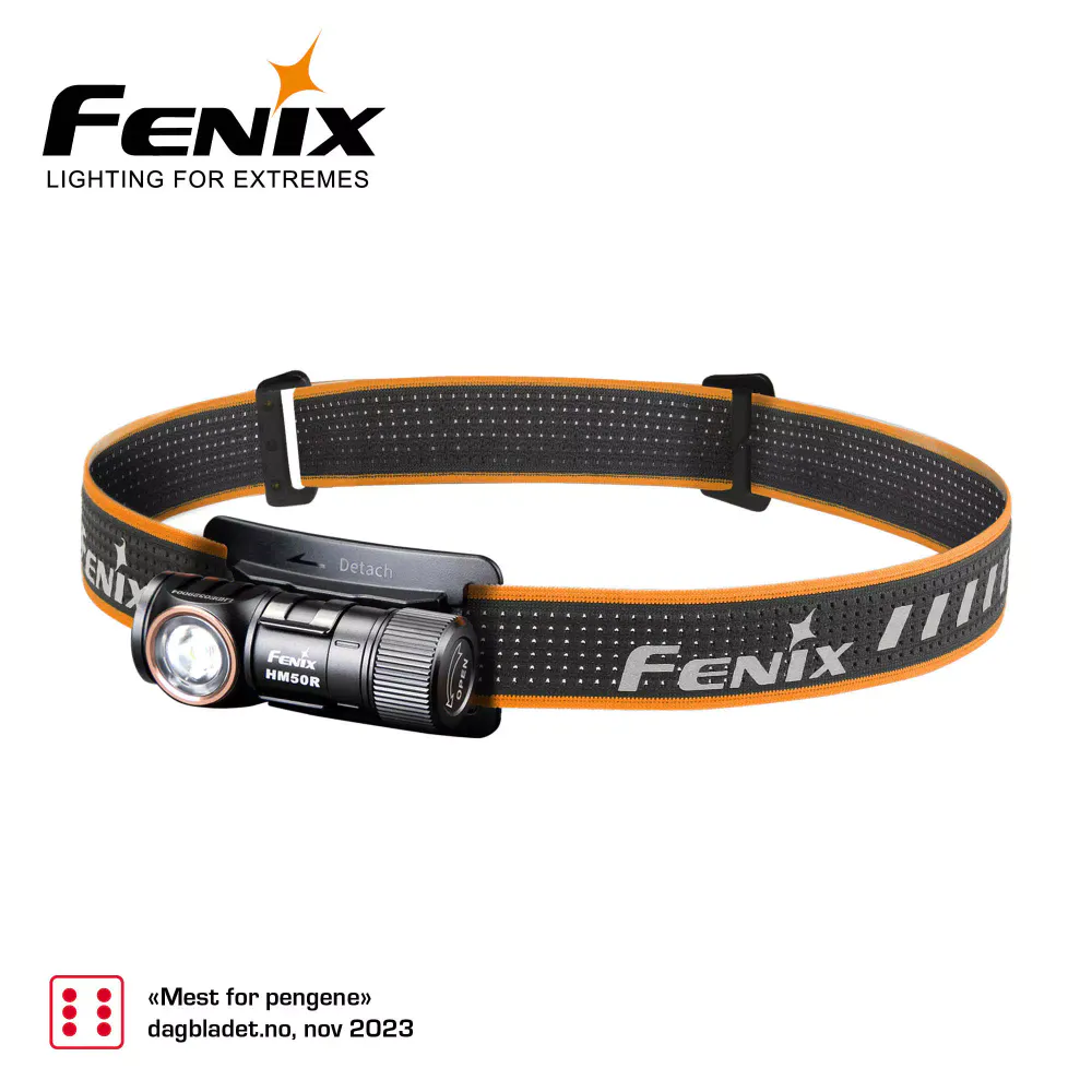 Fenix HM50R V2.0 Hodelykt Kompakt kombilykt med stor sidebryter, lett å bruke med votter eller hansker.