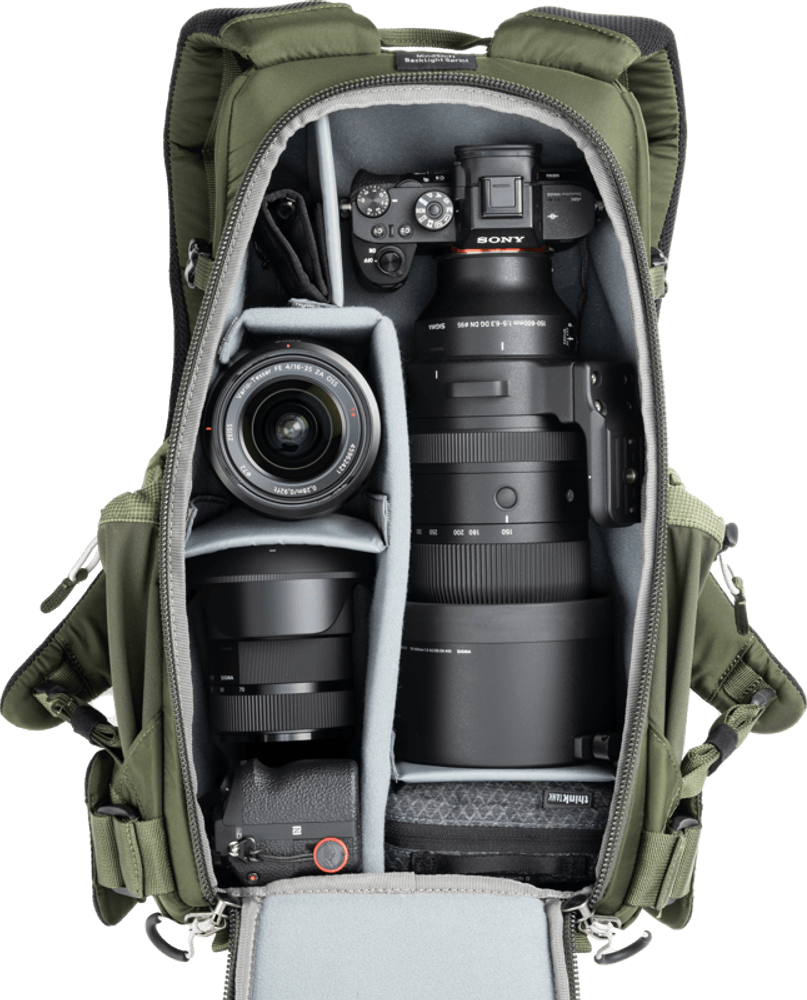 Think Tank Mindshift BackLight Sprint, Slim Lightweight Backpack, Montane Green