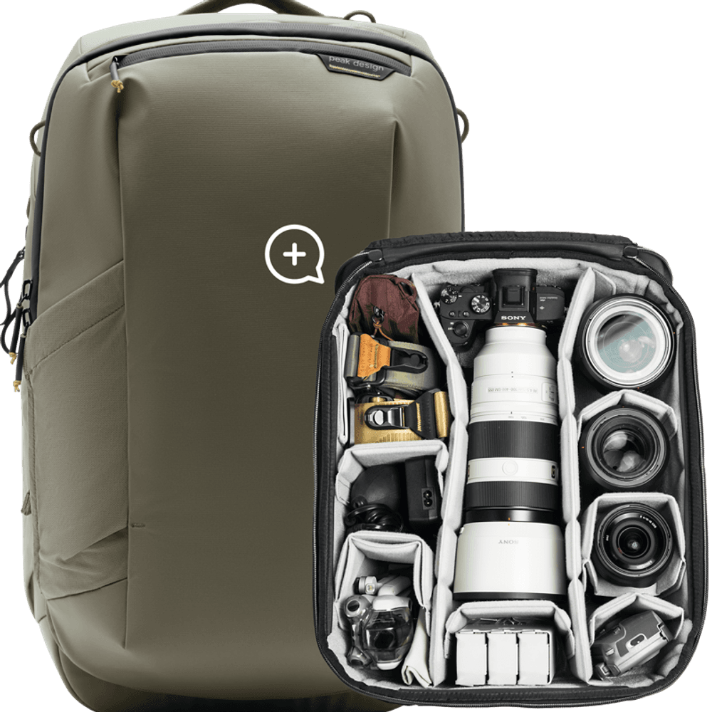 Peak Design Travel Backpack 2-in-1 40L w/ Camera Cube (X-Large) I Stone